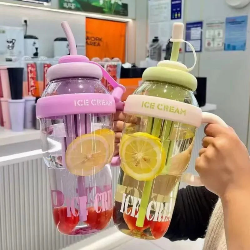 Ice Cream Water Bottle with Straw & Tea Infuser 1400ml