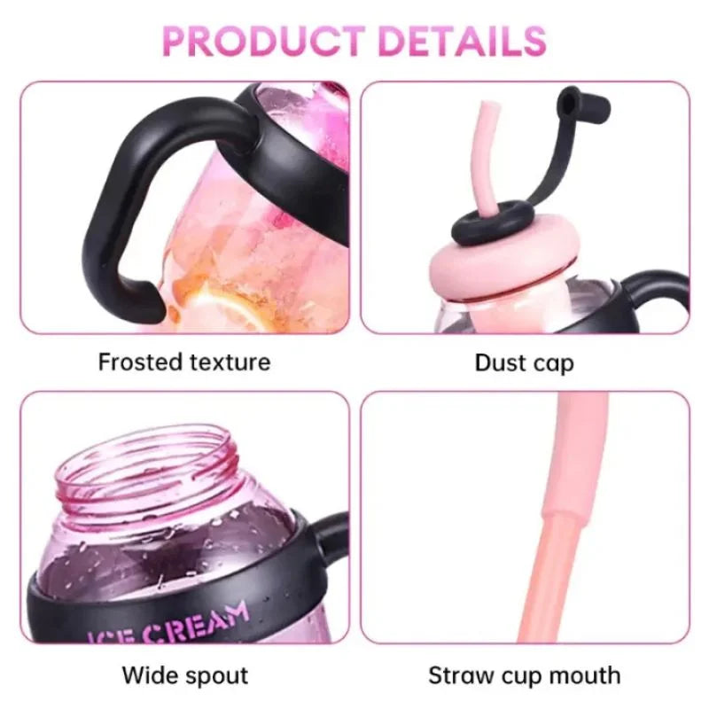 Ice Cream Water Bottle with Straw & Tea Infuser 1400ml