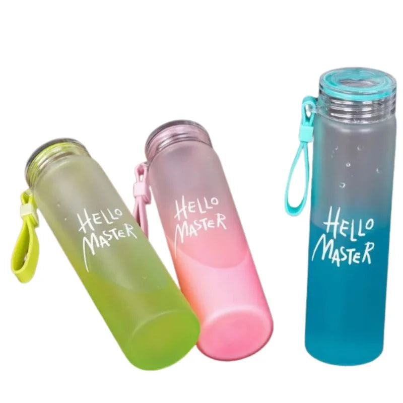 Hello Master Frosted Glass Water Bottle 400ml