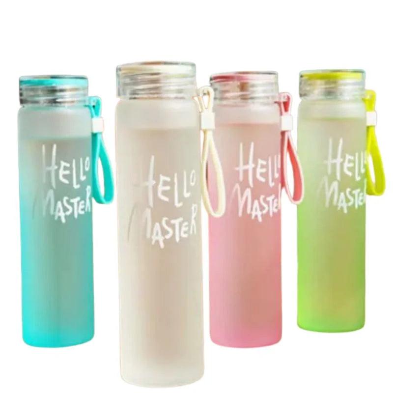 Hello Master Frosted Glass Water Bottle 400ml