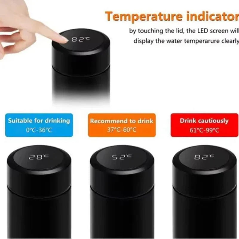 LED Temperature Display Stainless Steel Vacuum Water Bottle 500ml
